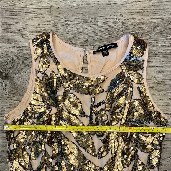 Boston Proper Gold and Brown Floral Mini Dress - Picture 3 of 9